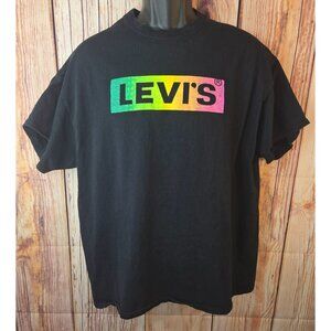 Levis Mens Black T-Shirt XL With Rainbow Logo